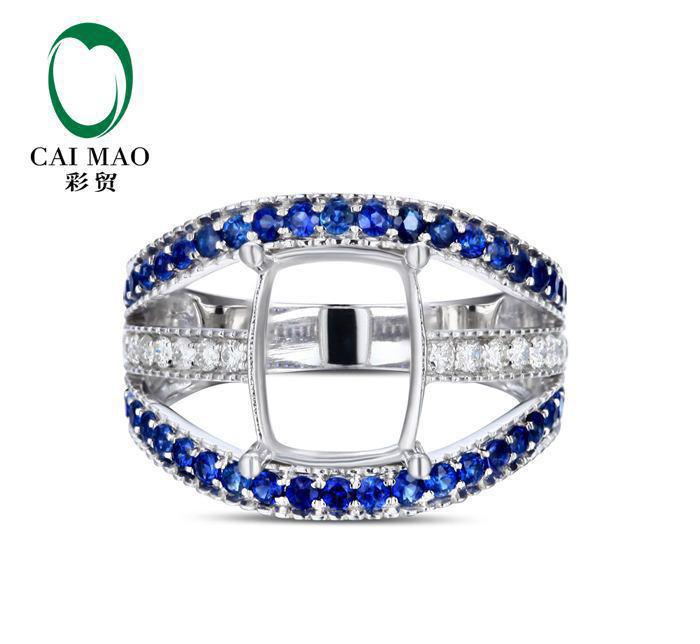 璀璨批发之选 24分天然南非钻石与63分天然蓝宝石镶嵌白金彩宝石托珠宝首饰